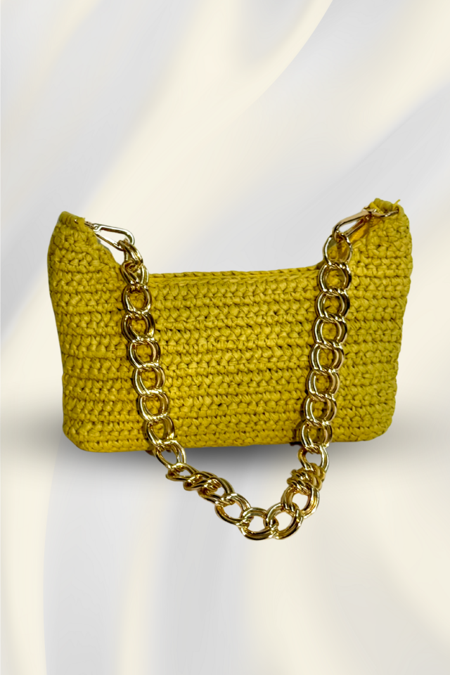 Rafya Omuz Çantası – Sarı