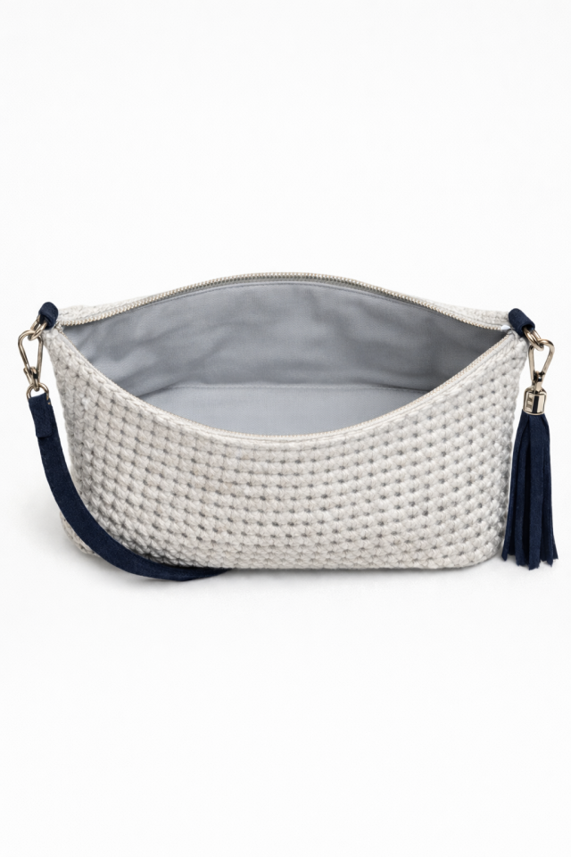 Saten Rafya Çapraz Çanta – Gri