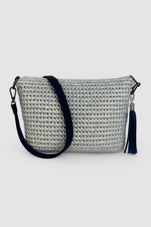 Saten Rafya Çapraz Çanta – Gri