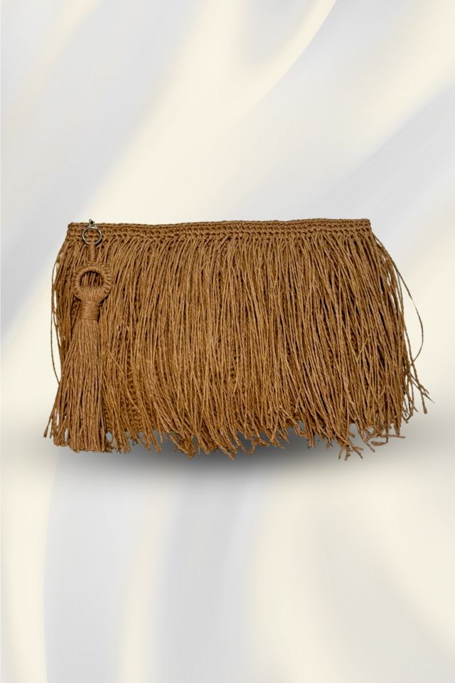 Püskül Clutch – Açık Kahve