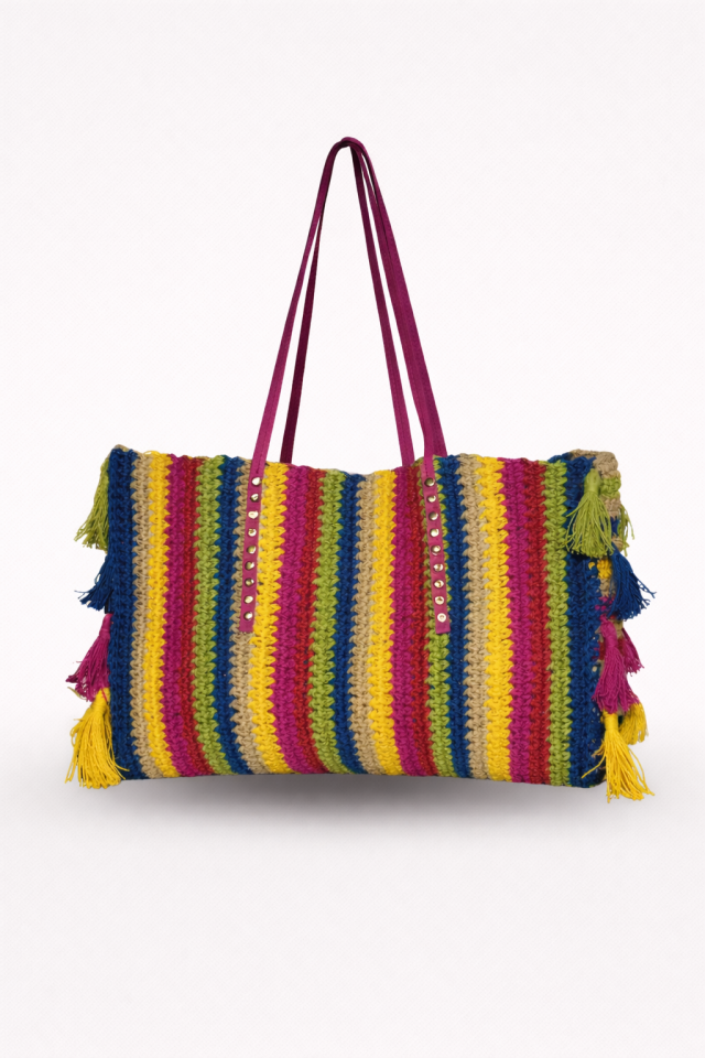 Renkli Püskül Tote