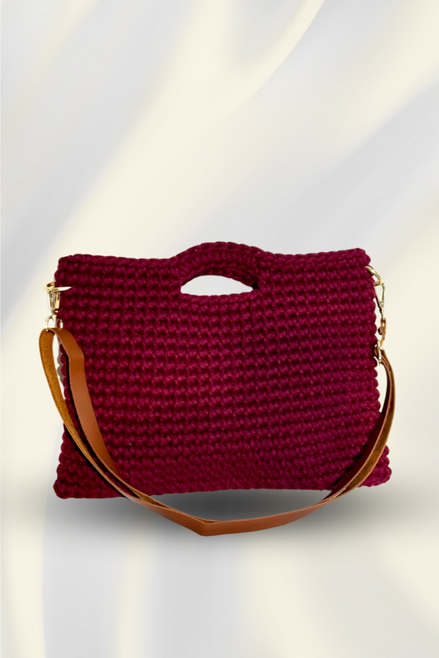 Örgü Laptop Çantası – Bordo