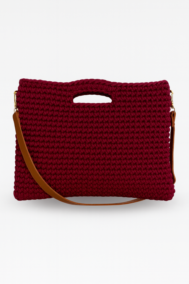 Örgü Laptop Çantası – Bordo