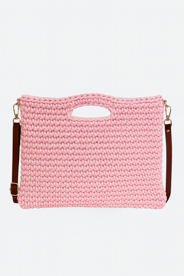 Örgü Laptop Çantası –  Pembe