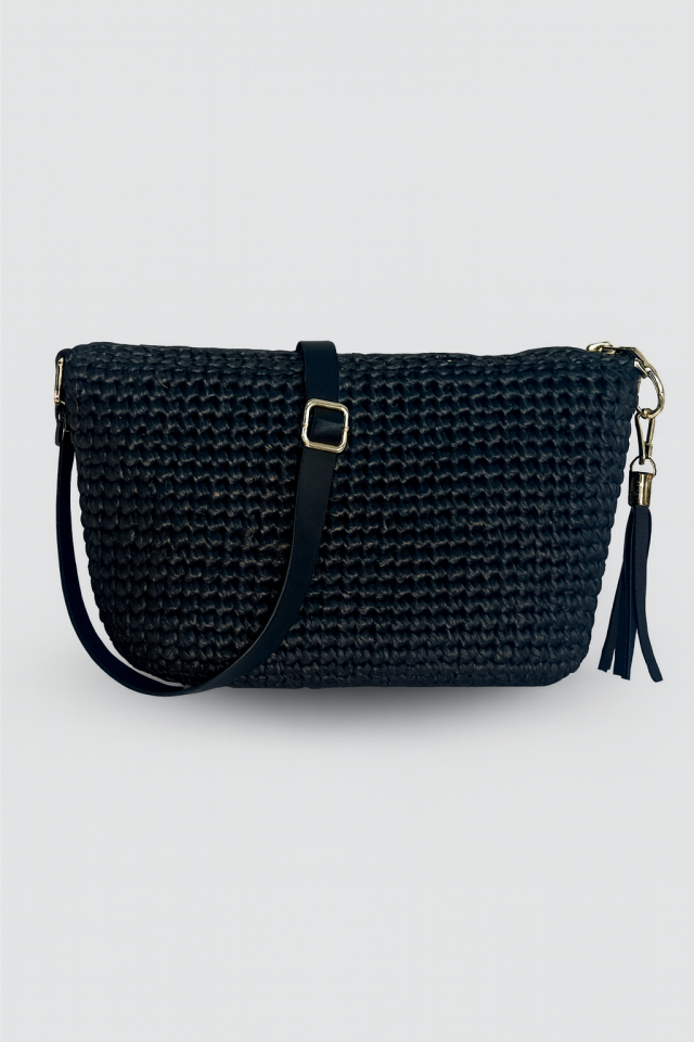 Saten Rafya Çapraz Çanta – Siyah