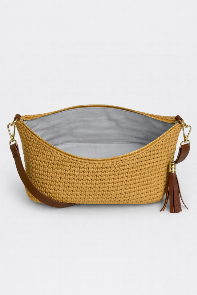 Saten Rafya Çapraz Çanta – Taba