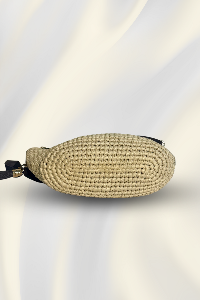 Saten Rafya Çapraz Çanta – Krem