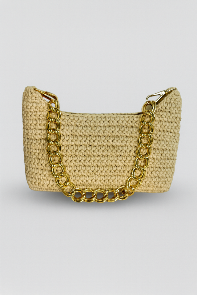 Rafya Omuz Çantası – Krem