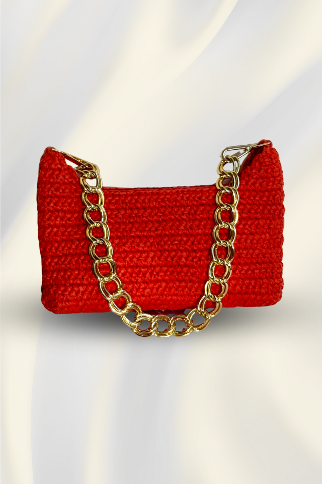 Rafya Omuz Çantası – Kırmızı