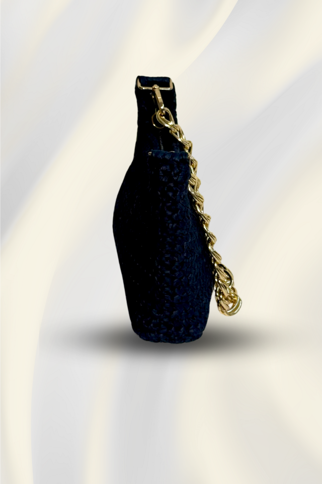 Rafya Omuz Çantası – Siyah