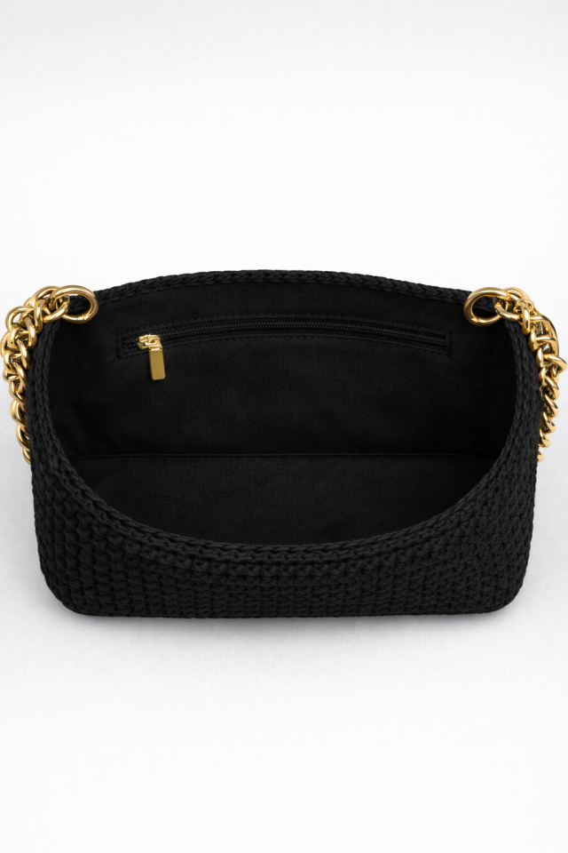 Rafya Omuz Çantası – Siyah