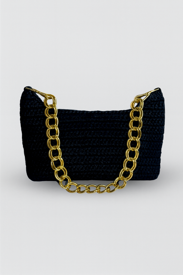 Rafya Omuz Çantası – Siyah