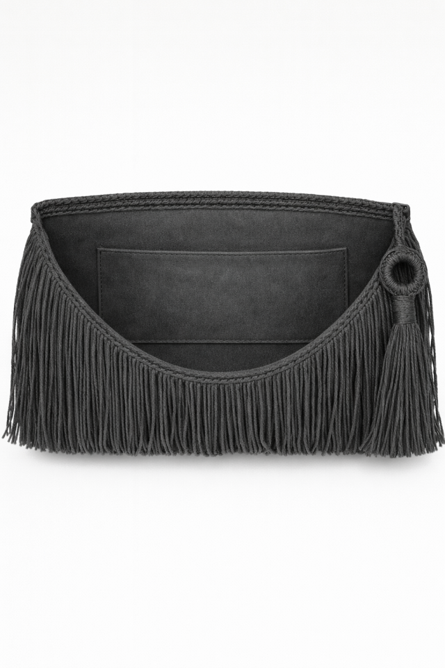 Püskül Clutch – Gri