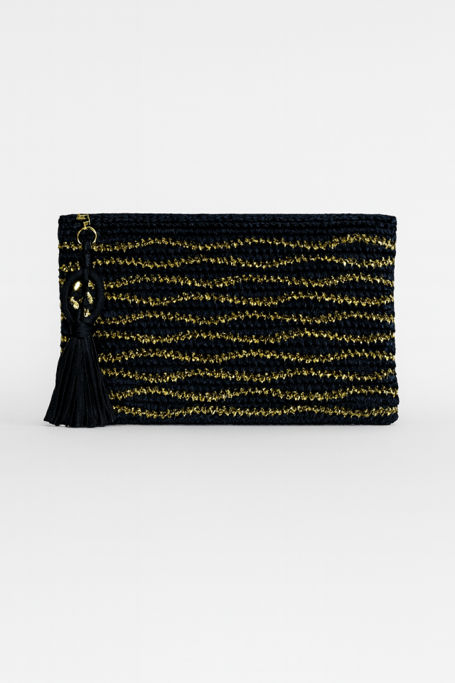 Dalga Clutch – Siyah&Gold