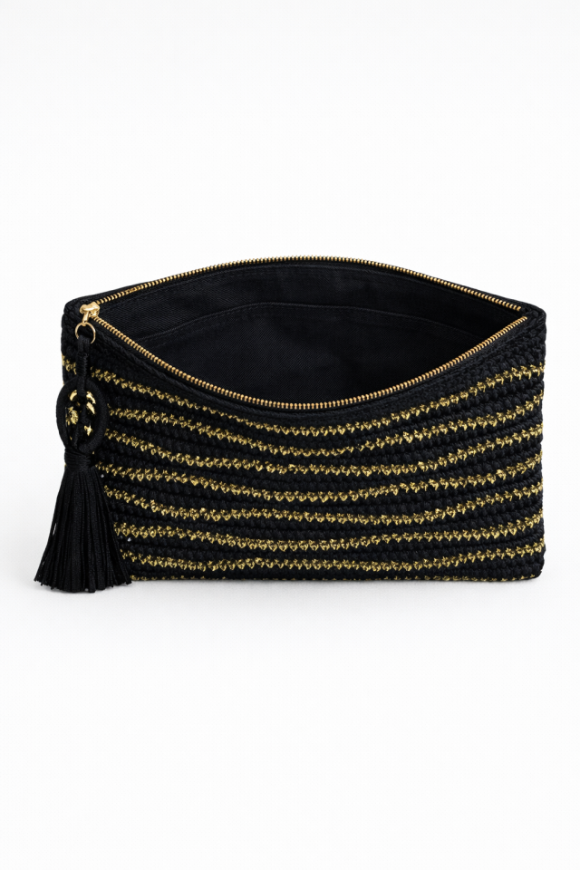 Dalga Clutch – Siyah&Gold