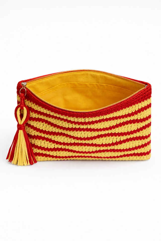 Dalga Clutch – Pembe&Krem