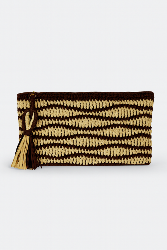 Dalga Clutch – Kahve&Krem