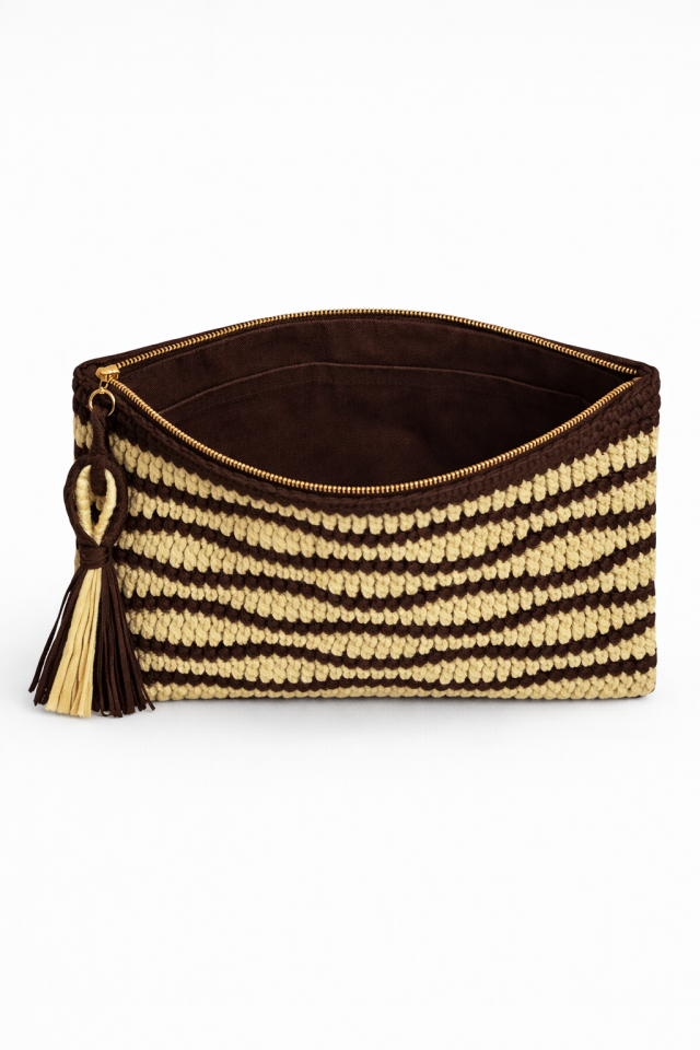 Dalga Clutch – Kahve&Krem