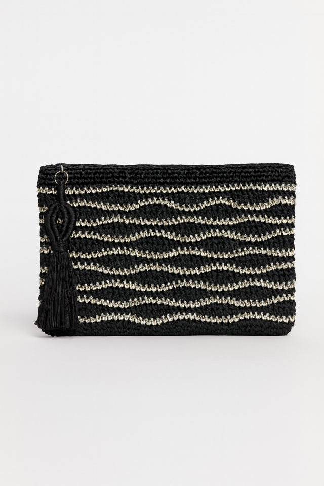 Dalga Clutch – Siyah&Gümüş