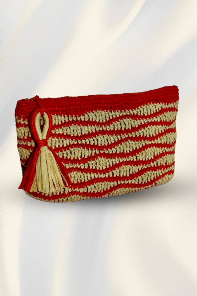 Dalga Clutch – Kırmızı&Krem