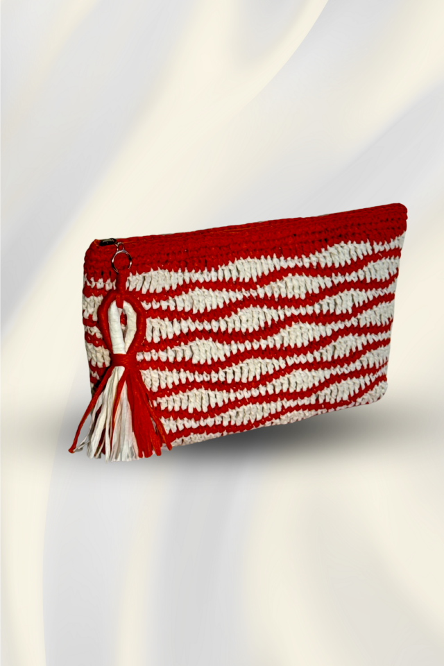 Dalga Clutch – Kırmızı&Beyaz