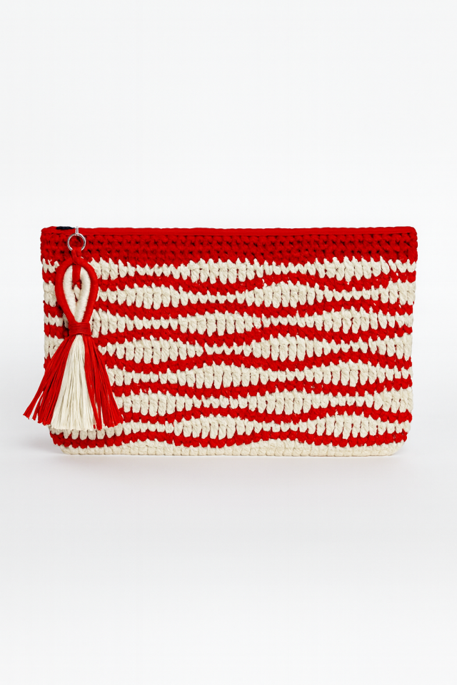 Dalga Clutch – Kırmızı&Beyaz