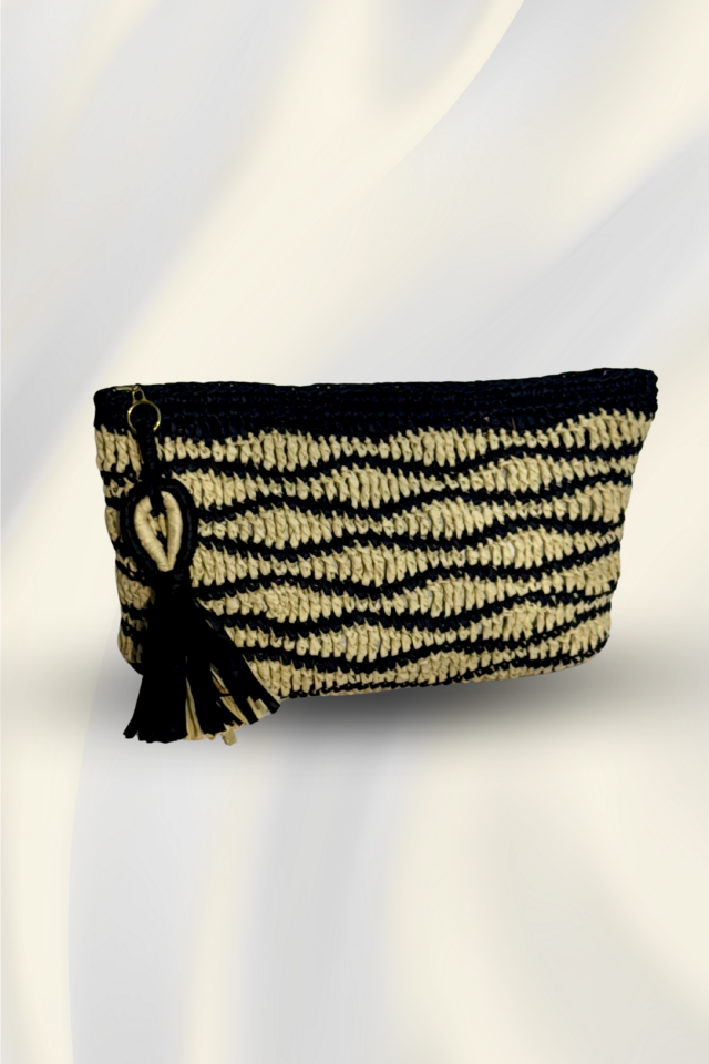 Dalga Clutch – Siyah&Krem