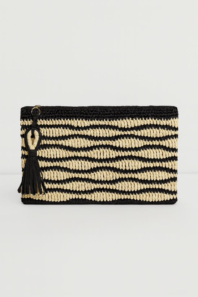 Dalga Clutch – Siyah&Krem