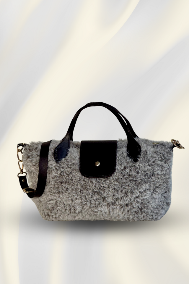 Kürk Çanta – Gri