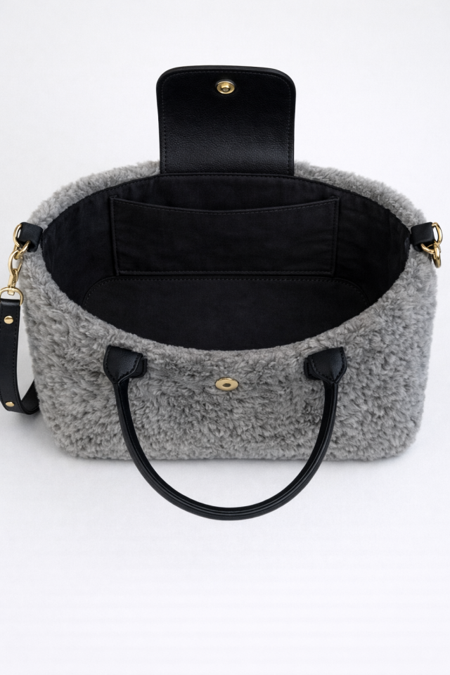 Kürk Çanta – Gri