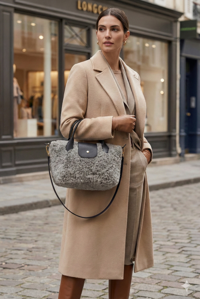 Kürk Çanta – Gri