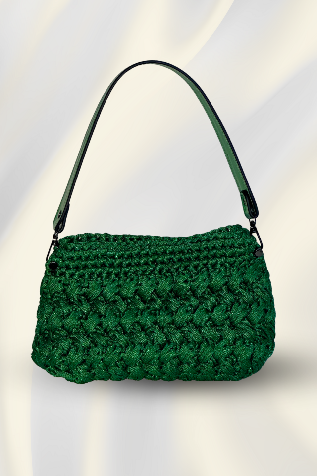 Kristal Örgü Gece Çantası – Yeşil
