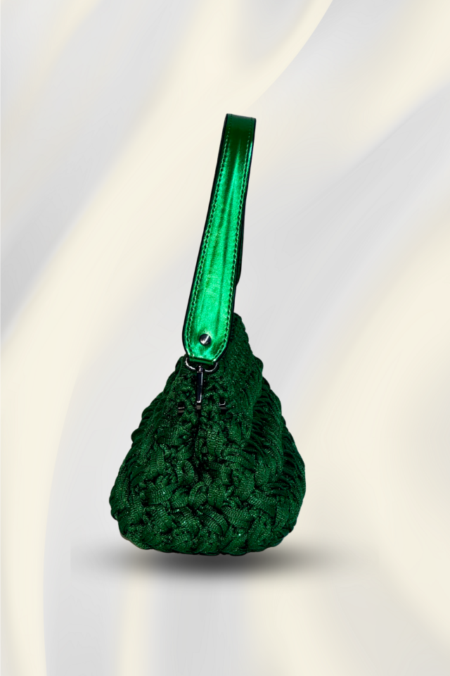 Kristal Örgü Gece Çantası – Yeşil