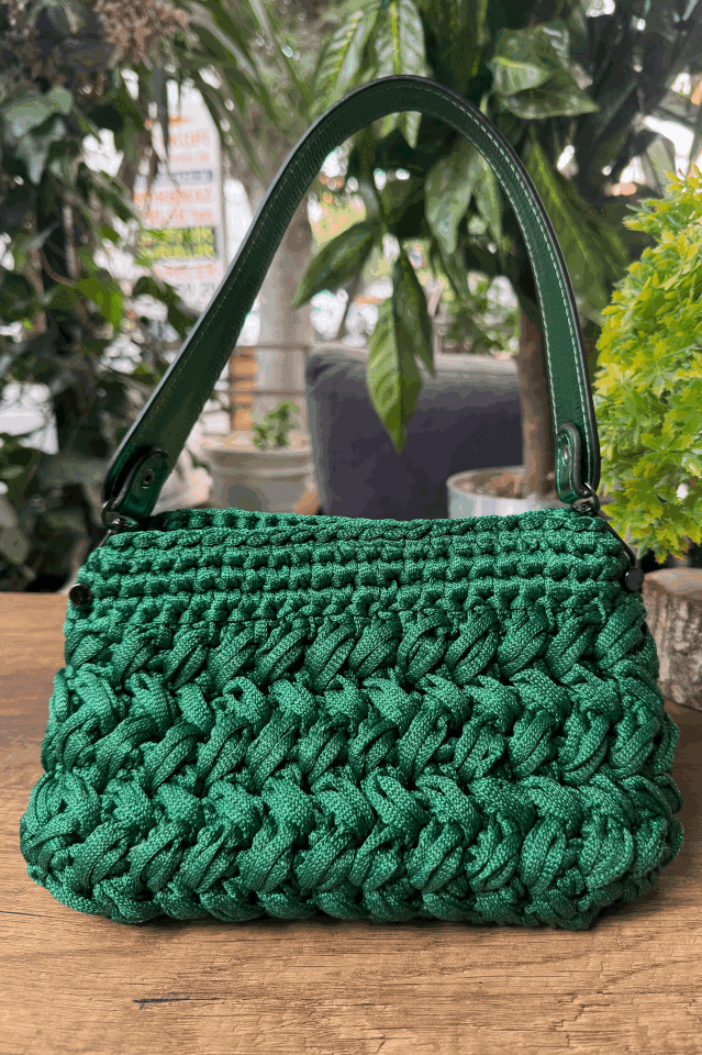 Kristal Örgü Gece Çantası – Yeşil