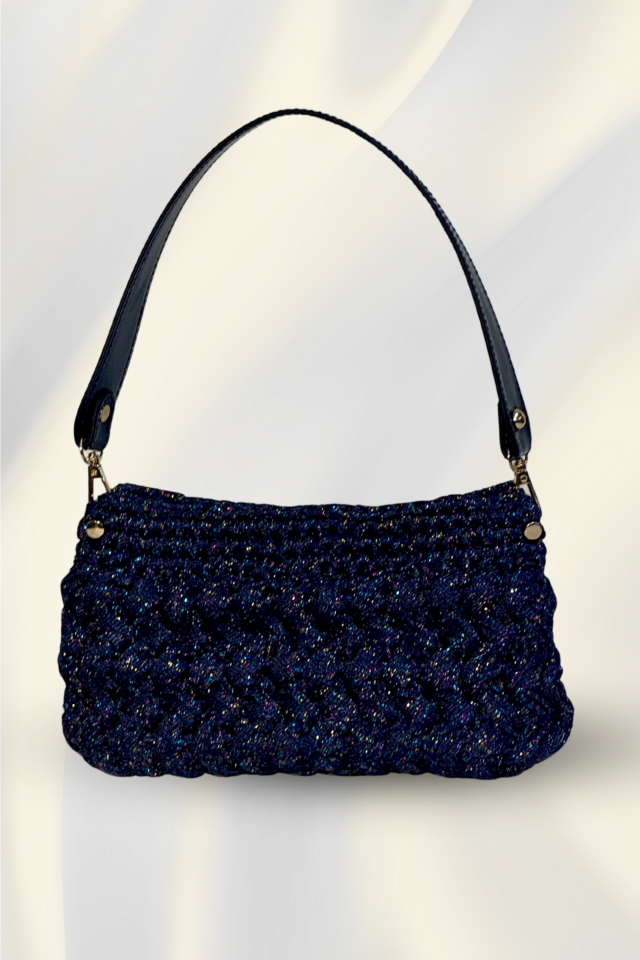Kristal Örgü Gece Çantası – Lacivert
