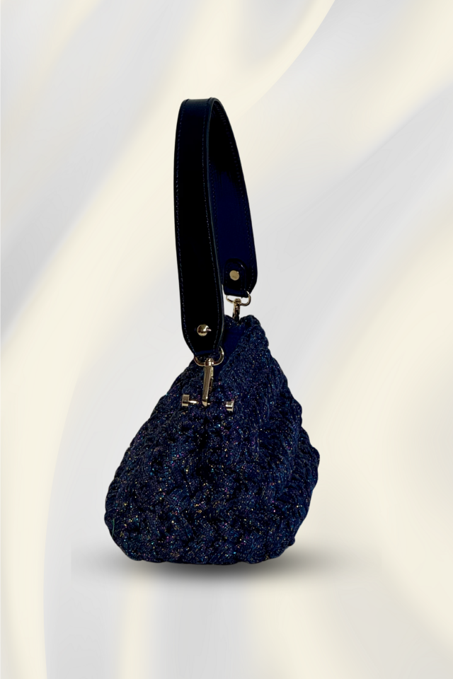 Kristal Örgü Gece Çantası – Lacivert