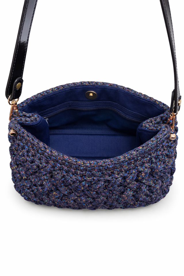 Kristal Örgü Gece Çantası – Lacivert