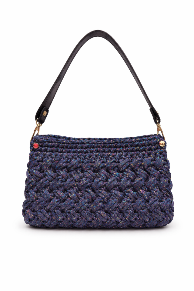 Kristal Örgü Gece Çantası – Lacivert
