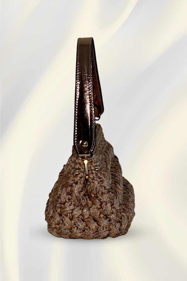 Kristal Örgü Gece Çantası – Kahverengi