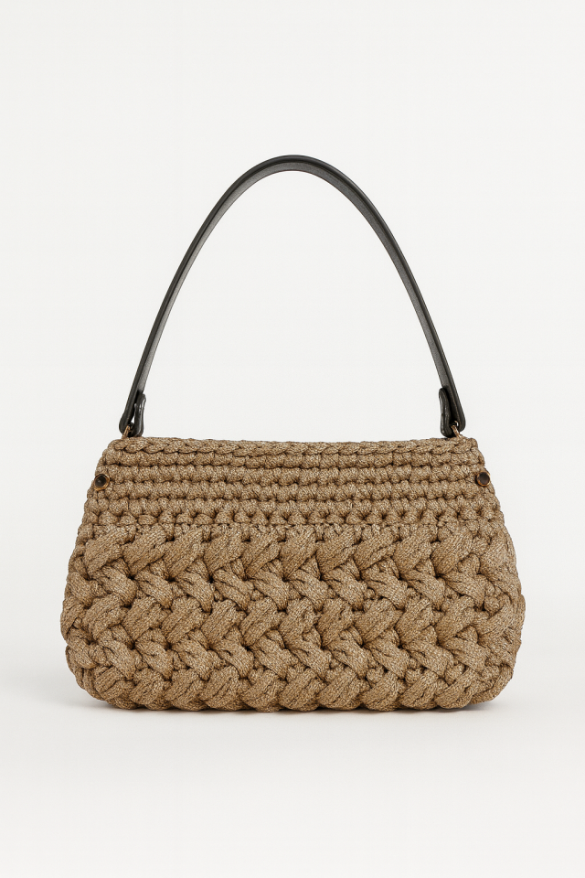 Kristal Örgü Gece Çantası – Kahverengi