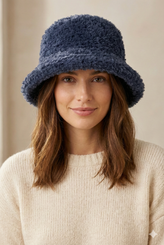 Yumuşak Kürk Şapka - Lacivert