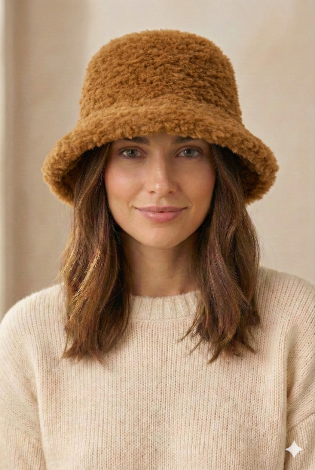 Yumuşak Kürk Şapka - Kahve