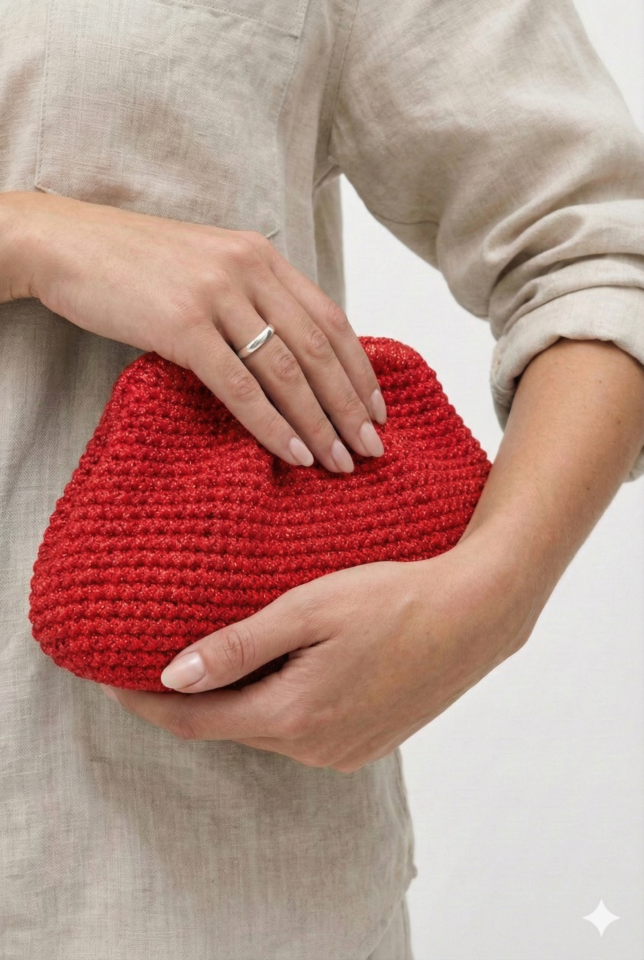 Büzgü El Çantası - Kırmızı