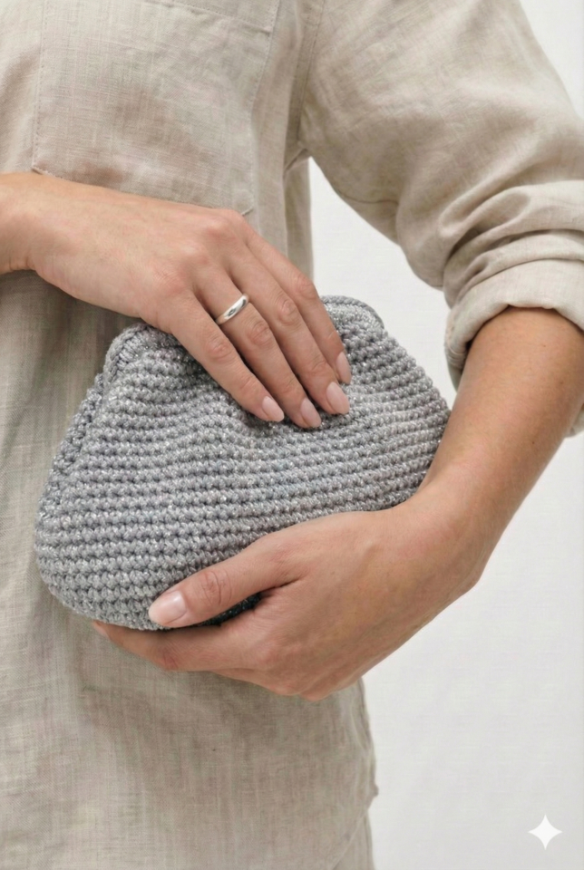 Büzgü El Çantası - Gri