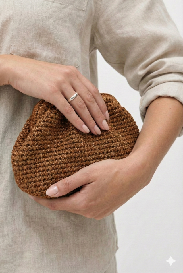 Büzgü El Çantası - Kahverengi