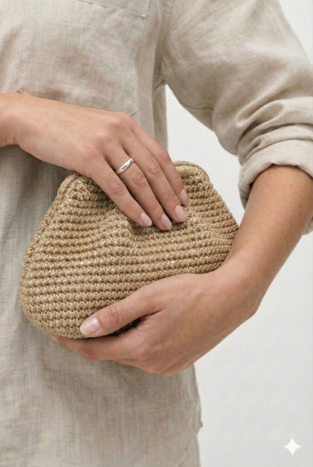 Büzgü El Çantası - Bej