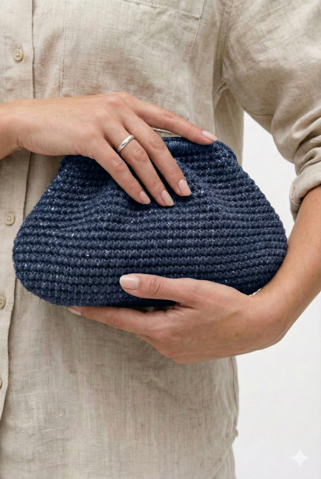 Büzgü El Çantası - Lacivert