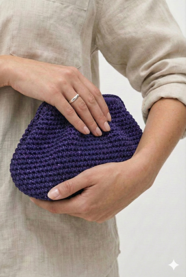 Büzgü El Çantası - Mor