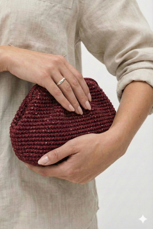 Büzgü El Çantası - Bordo