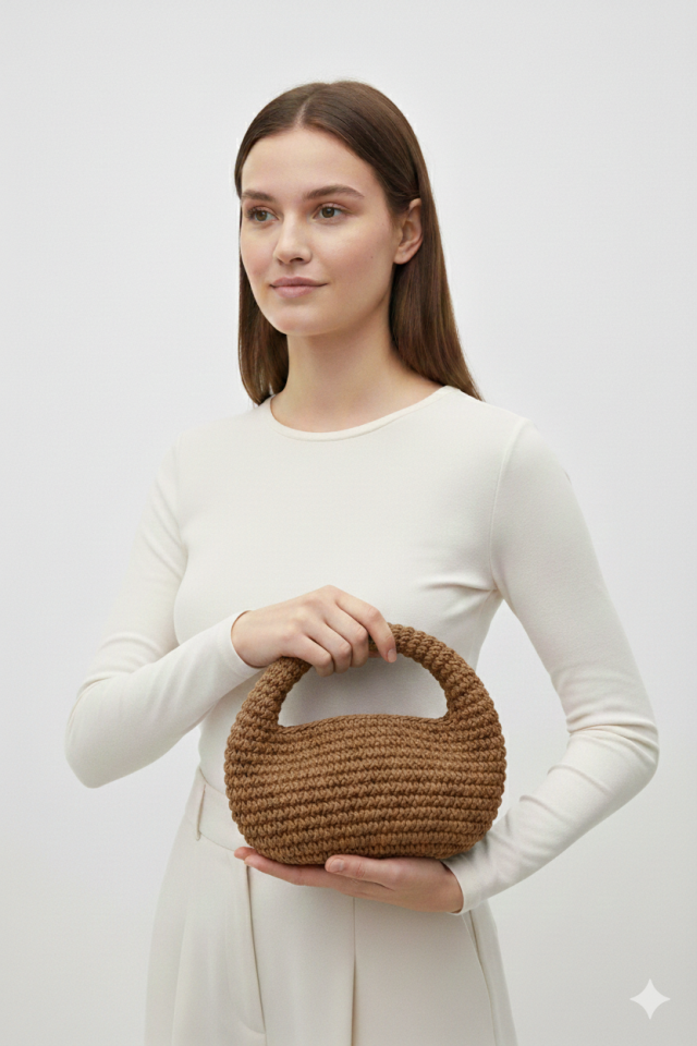 Yarım Ay El Çantası - Koyu Kahve